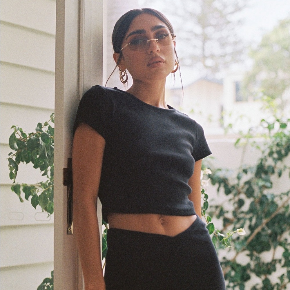 princess polly black ribbed tee